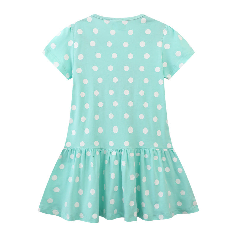 Mädchen Polka Dots Kleid mit süßem Reh-Design