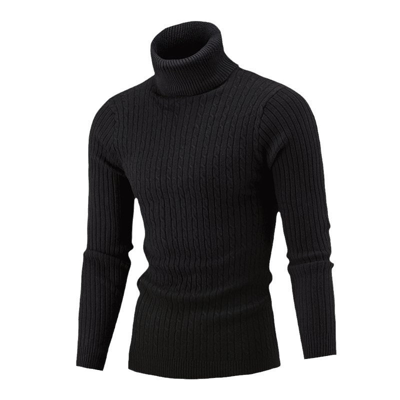 Herren nan gerippter Rollkragenpullover mit Zopfmuster und körpernaher Slim-Fit-Silhouette