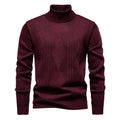 Herren nan Feinstrick-Rollkragenpullover mit strukturierter Zopfmuster-Struktur und körpernahem Schnitt