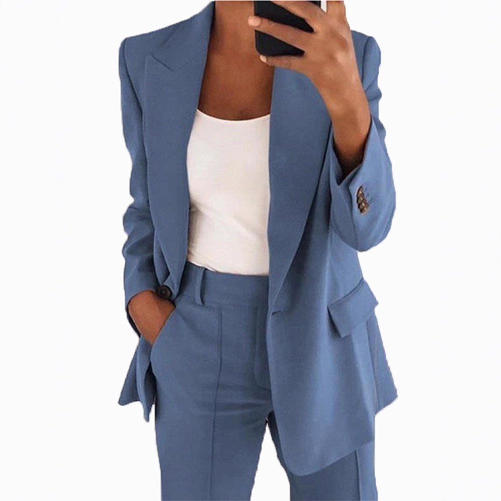 Damen nan taillierter Blazer-Hosen Businessanzug aus Stretchstoff