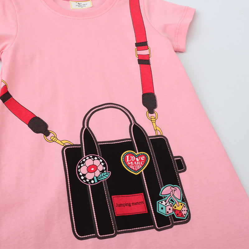 Mädchen T-Shirt Kleid mit kreativem Taschenmotiv