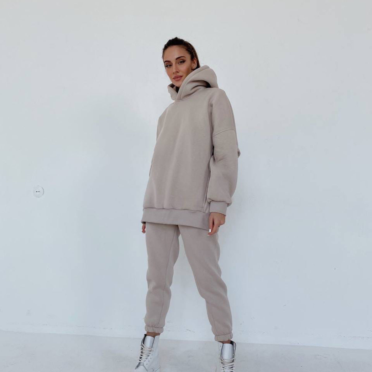 Damen nan oversized Kapuzen-Loungewear-Set mit extragroßer Kapuze und taillierter Jogginghose