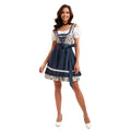 Damen nan kurzes traditionelles Dirndl mit Schnürung, Schürze und Spitzenbluse
