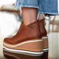 Damen nan Keilabsatz-Stiefelette mit verstecktem Plateau und elastischen Einstiegsleisten