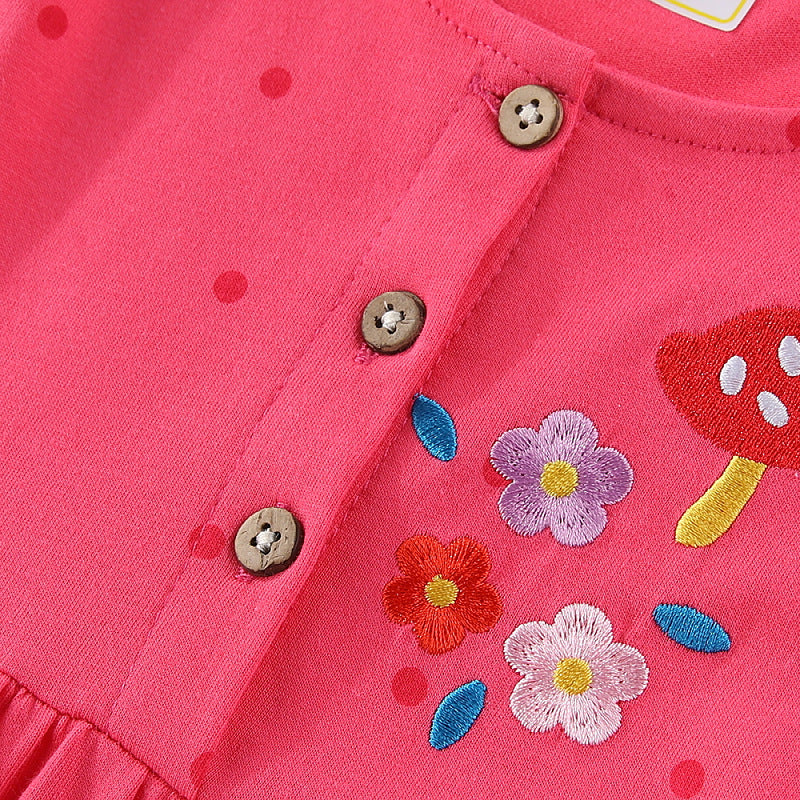 Mädchen Kleid mit bunten Einhorn- und Blumenstickereien