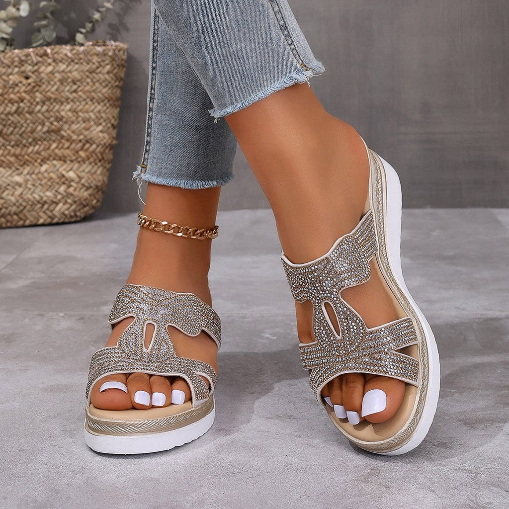 Damen Glitternde Plateau-Sandalen mit funkelndem Strassbesatz Selmira