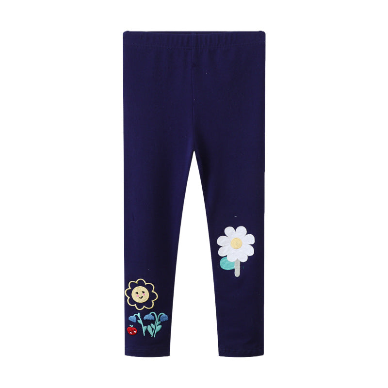 Mädchen Leggings mit verspielter Blumenapplikation