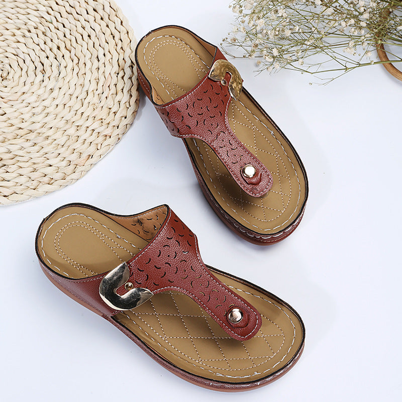 Damen Bequeme Zehentrenner-Sandalen mit verstellbarem Riemen und gepolsterter Sohle Selmira
