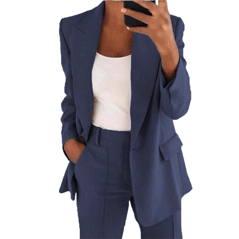 Damen nan taillierter Blazer-Hosen Businessanzug aus Stretchstoff