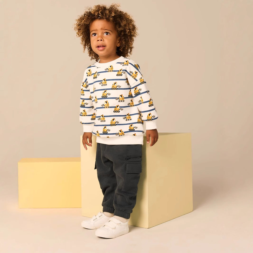 Kinder Sweatshirt mit lustigem Baustellenmuster