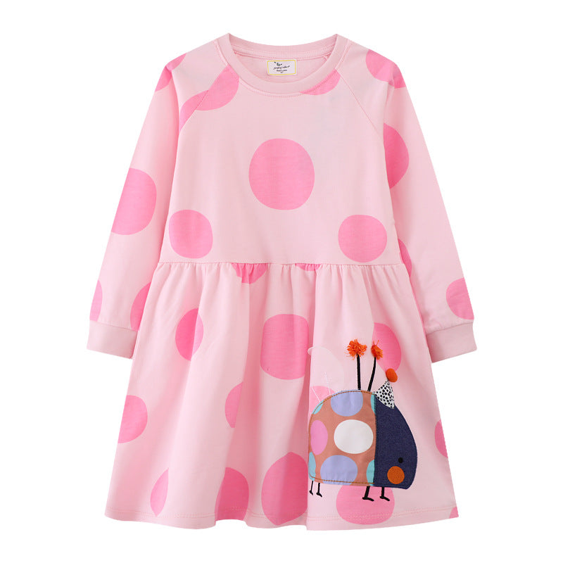 Mädchen Langarmkleid mit lustigem Käfermotiv