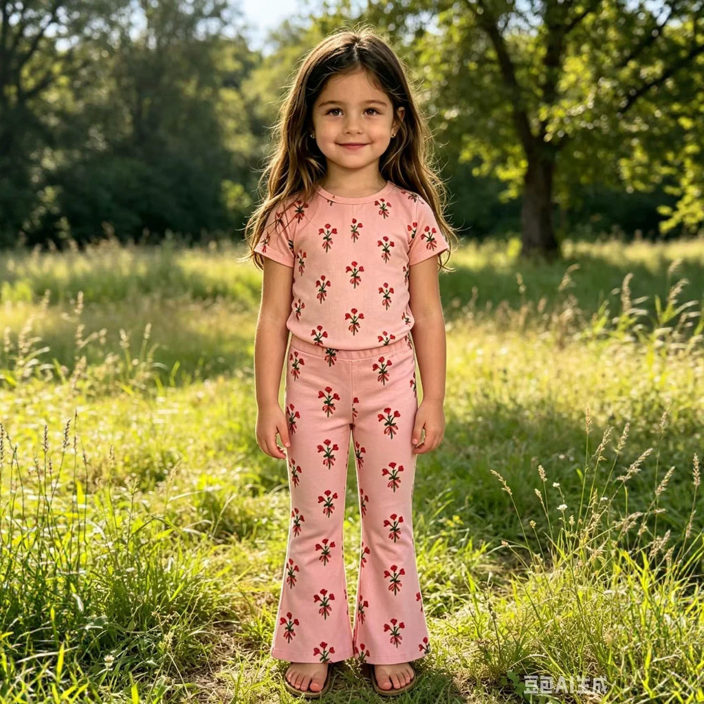 Mädchen Leggings mit floralen Applikationen