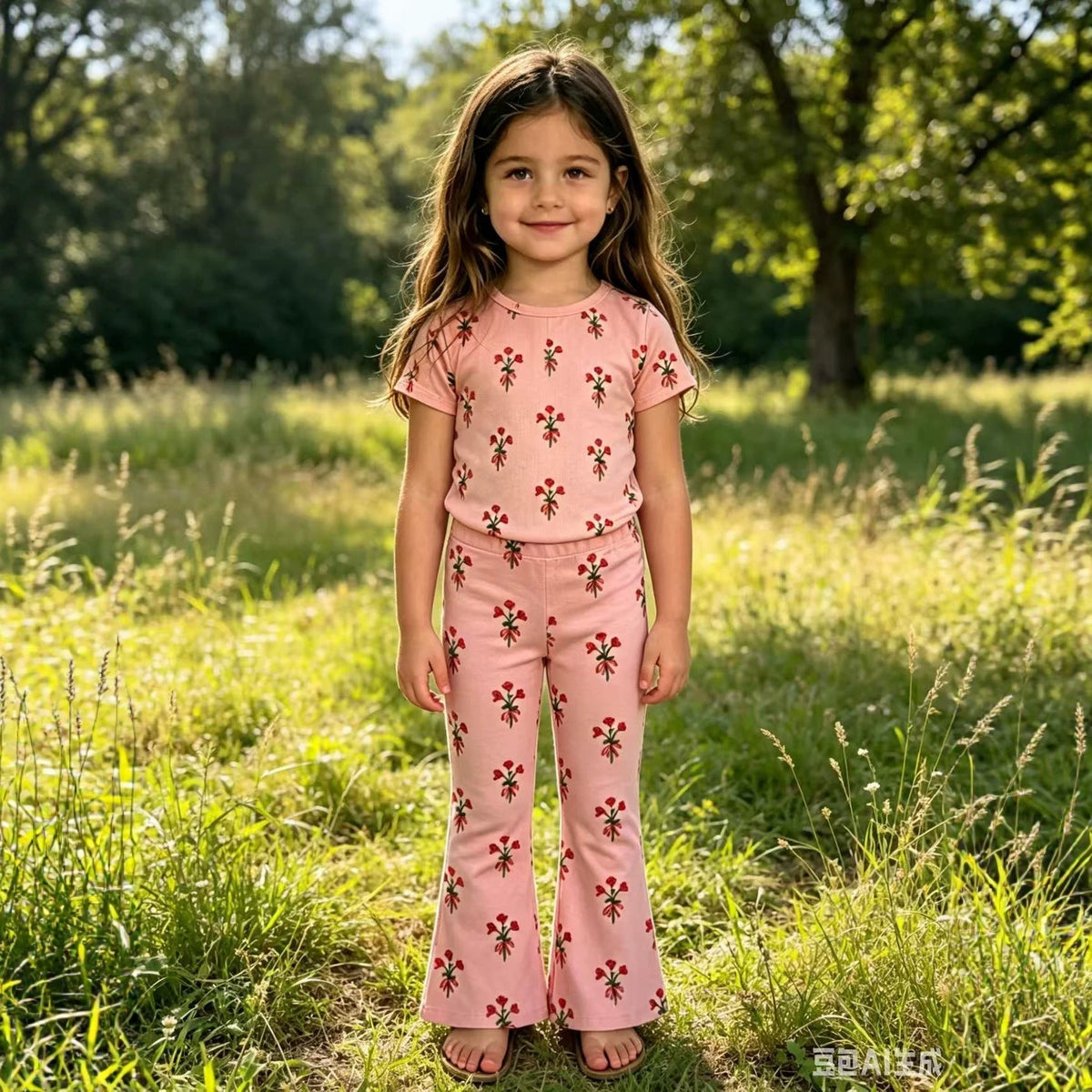 Mädchen Leggings mit floralen Applikationen