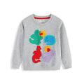 Kinder Sweatshirt mit buntem Dinosaurier und Blumen-Applikationen