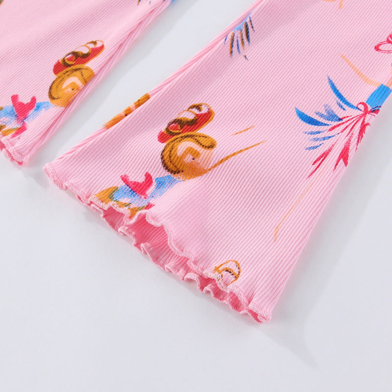 Mädchen Leggings mit buntem Ballerina-Design