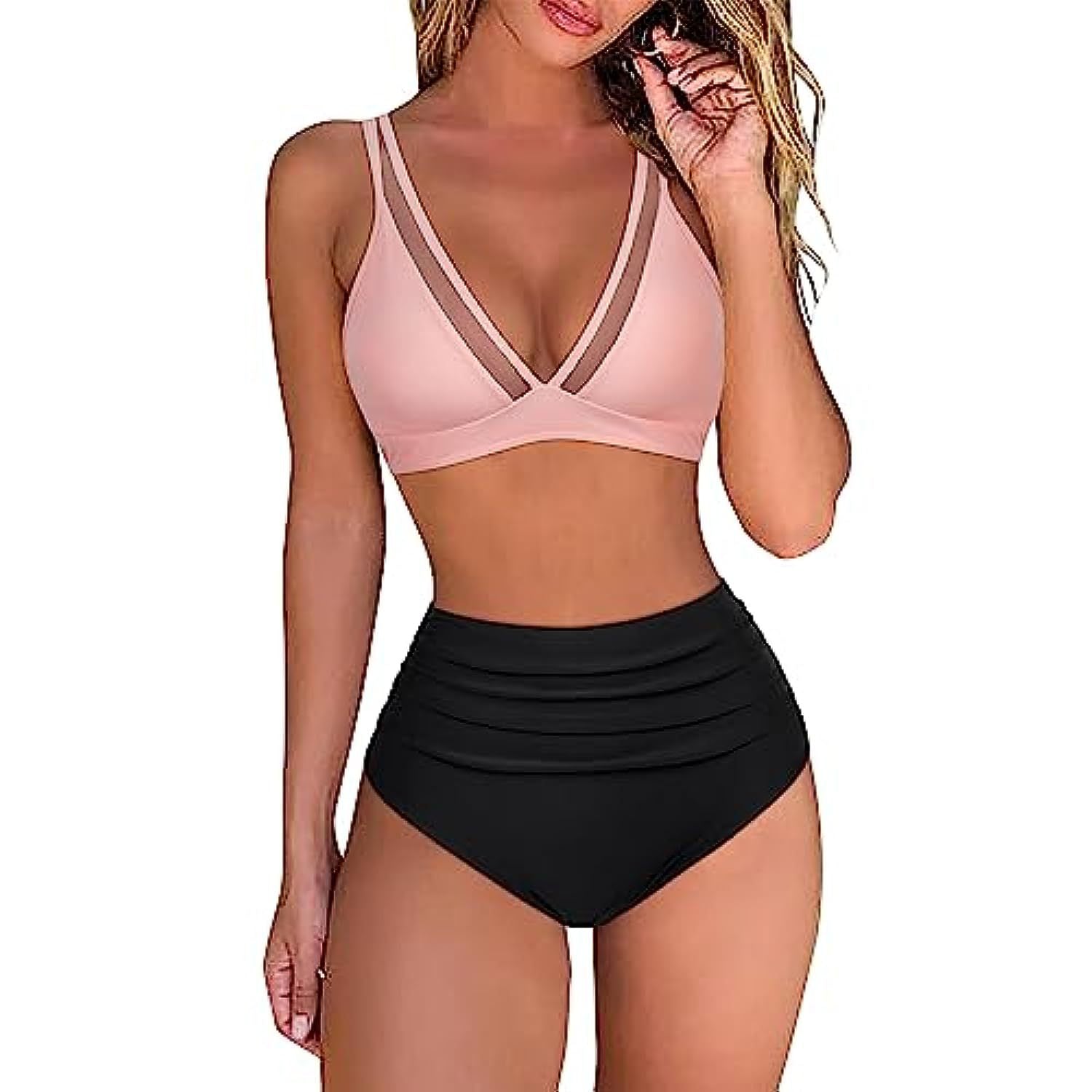 Damen High-Waisted Tiered Animal Print Bikini Set Selmira