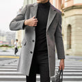 Herren nan eleganter Wollmantel mit schmaler Passform, Reverskragen und praktischen Innentaschen