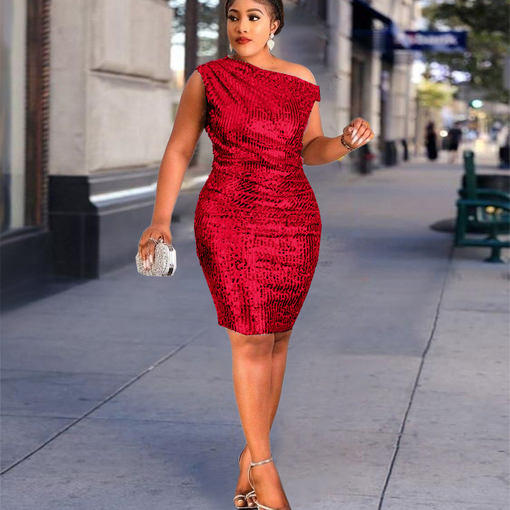 Damen Cocktailkleid mit asymmetrischem Design und elegantem Schimmer Selmira