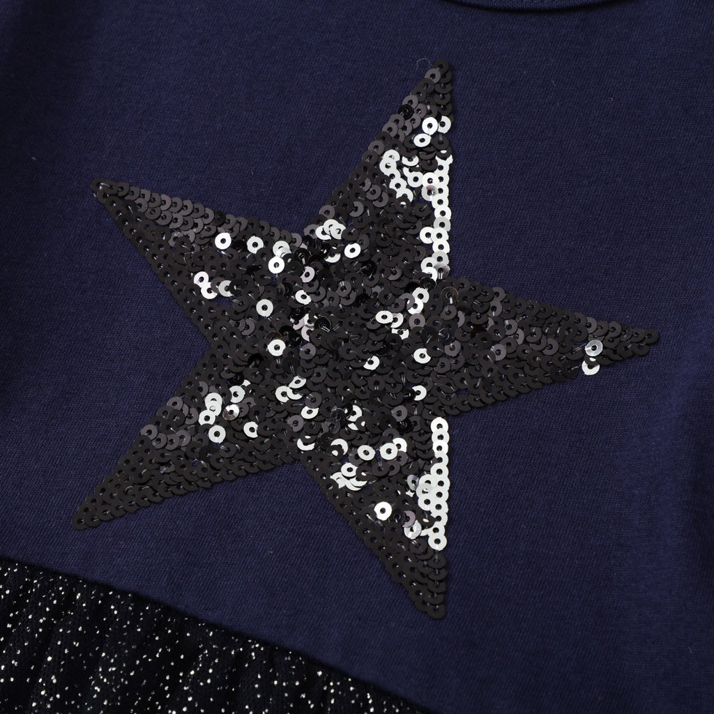 Mädchen Kleid mit glitzerndem Sternenmotiv und Tüllrock