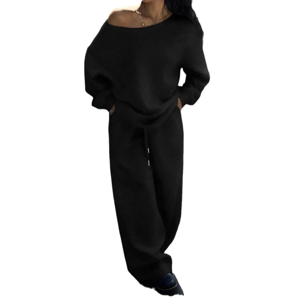 Damen nan lässiges Lounge-Set aus Baumwollmix mit weitem Bein