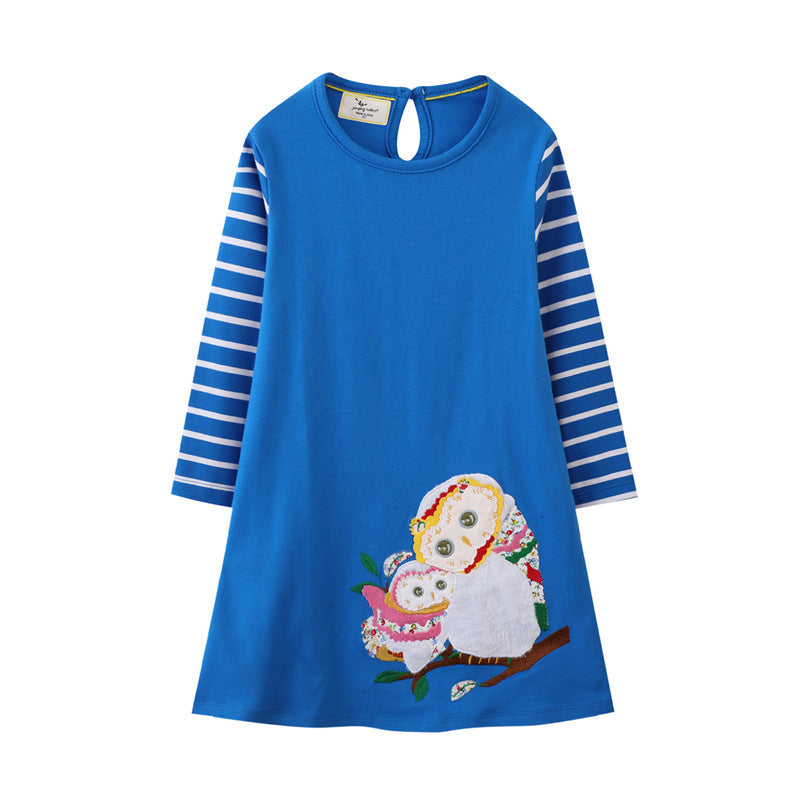 Mädchen Freizeitkleid mit niedlichem Eulenmotiv