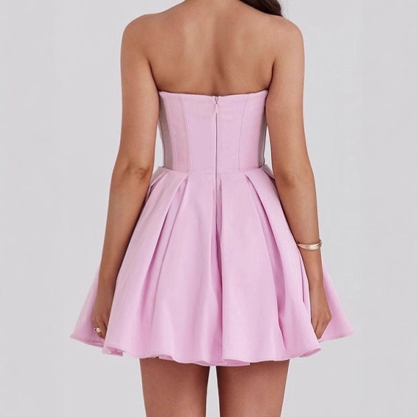 Damen Cocktailkleid mit herzförmigem Ausschnitt und schwingendem Rock Selmira