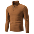 Herren nan Feinstrick-Halbzip-Pullover mit Rippen-Stehkragen und schmaler Passform