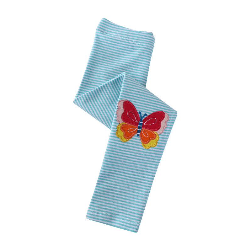 Mädchen Leggings mit buntem Schmetterlings- und Blumenapplikationen