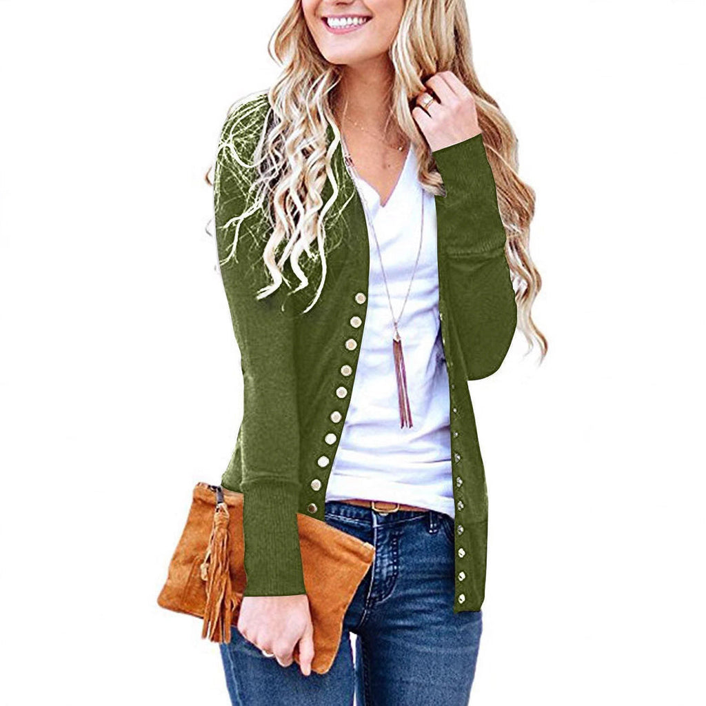 Damen nan Feinstrick-Cardigan mit dekorativen Metallknöpfen und schmaler Silhouette