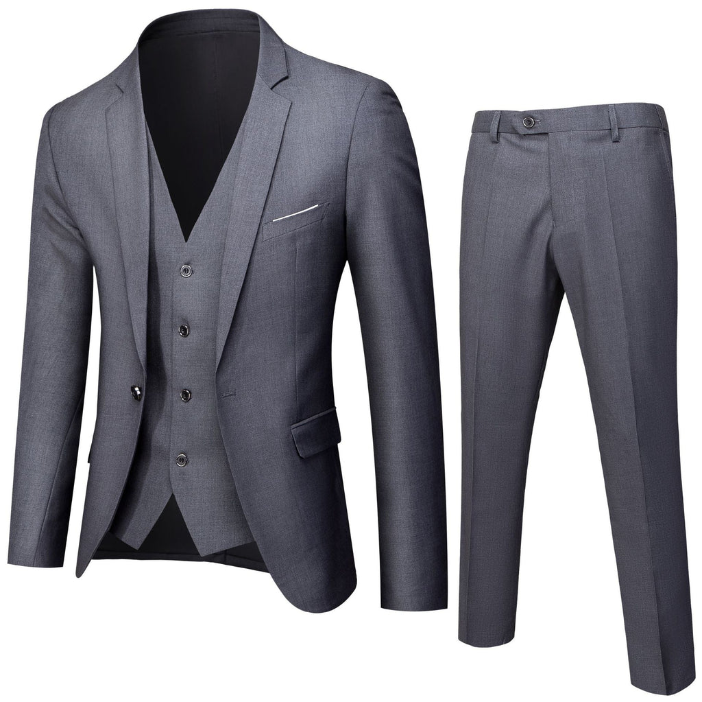 Herren nan dreiteiliges Business-Anzugset mit tailliertem Einreiher-Sakko, schmal geschnittener Weste und elegant geschnittener Anzughose