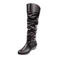 Damen nan knielange Slouch-Stiefel mit weichem Schaft und niedrigem Blockabsatz