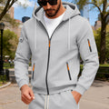 Herren nan Kapuzen-Sweatjacke mit durchgehendem Reißverschluss, mehreren Reißverschlusstaschen und Ärmel-Pocket