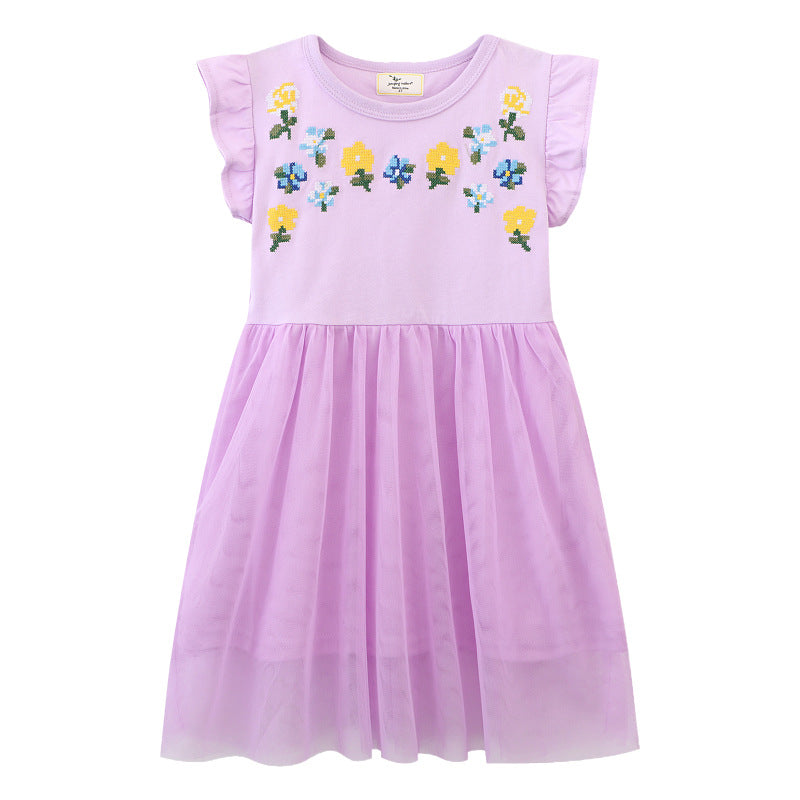 Mädchen Kleid mit zauberhaften Blumenapplikationen