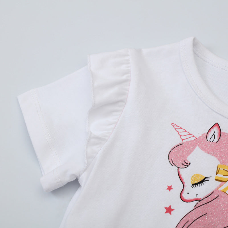 Mädchen Tüllkleid mit Einhorn-Applikation und buntem Glitzertüll
