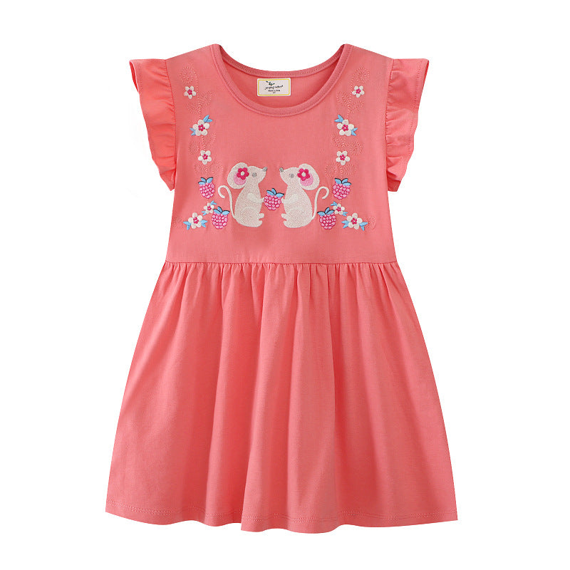 Mädchen Baumwollkleid mit verspieltem Tiermotiv