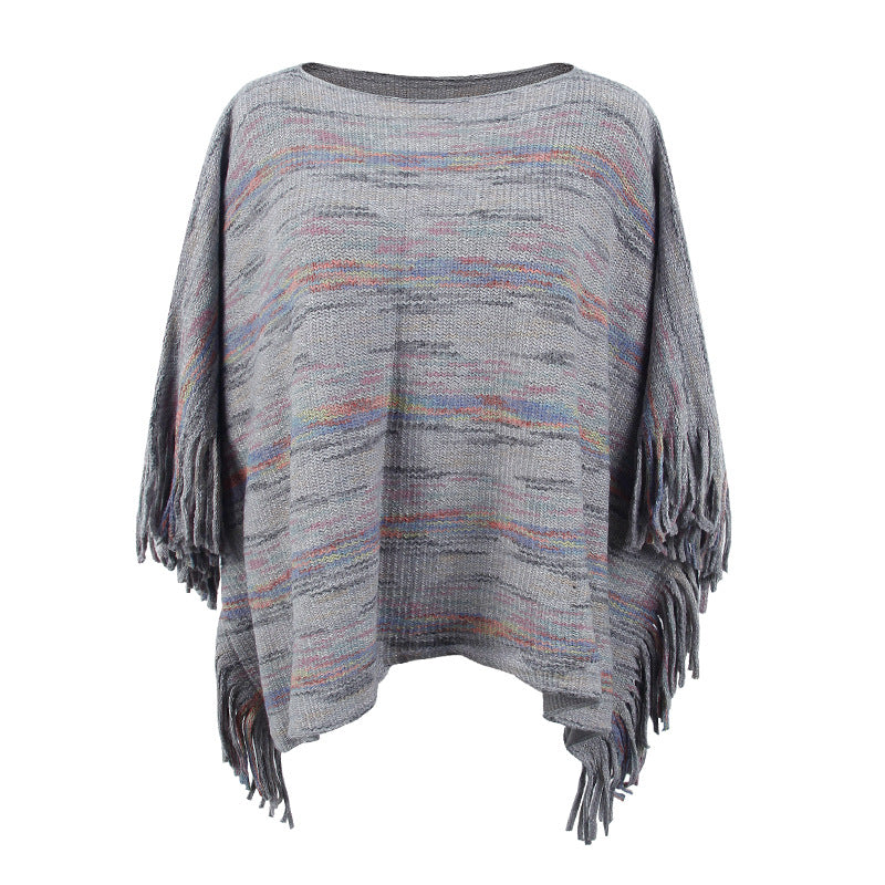 Damen kuscheliger Poncho mit fransigen Details Selmira