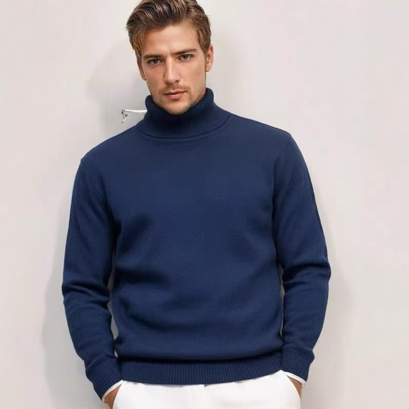 Herren nan feinstrick Rollkragenpullover mit schmaler Silhouette und gerippten Bündchen