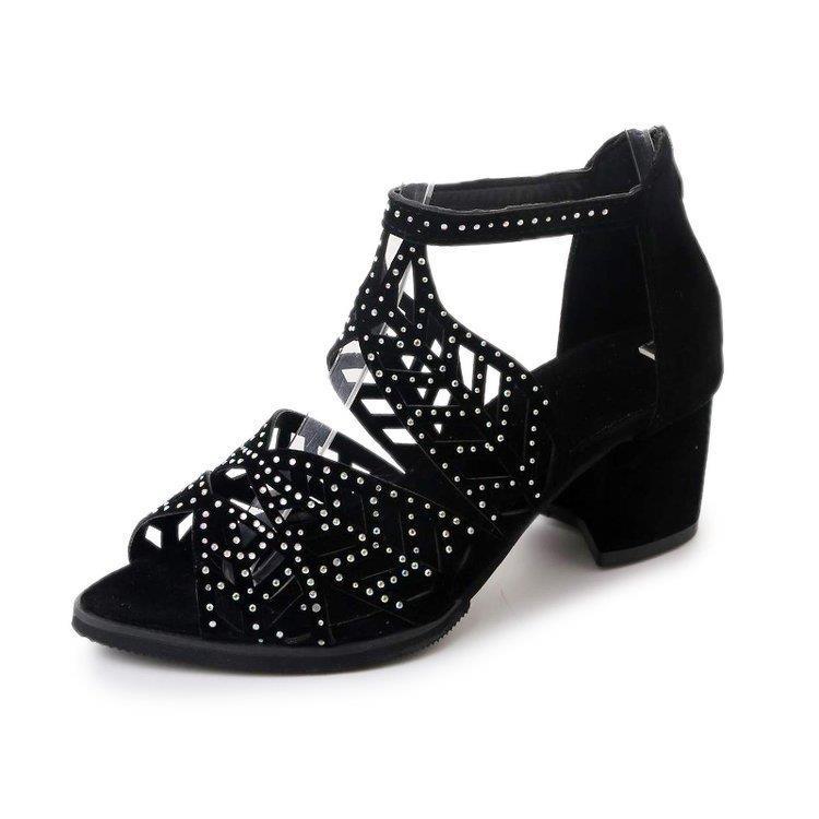 Damen Glamouröse Strass-Sandalen mit Blockabsatz Selmira