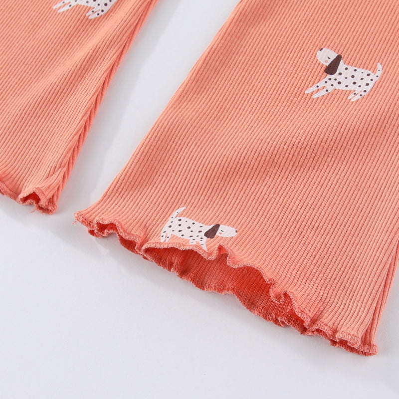 Mädchen Leggings mit fröhlichem Hunde-Muster