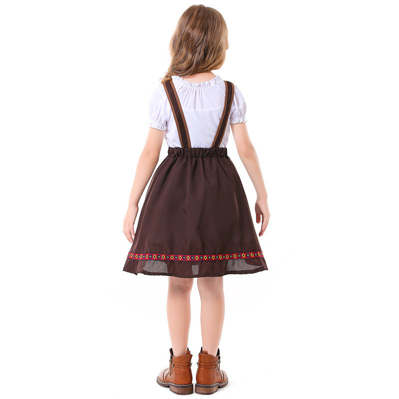 Damen nan traditionelles Mädchen-Dirndlkleid mit Schürze und dekorativen Stickereien