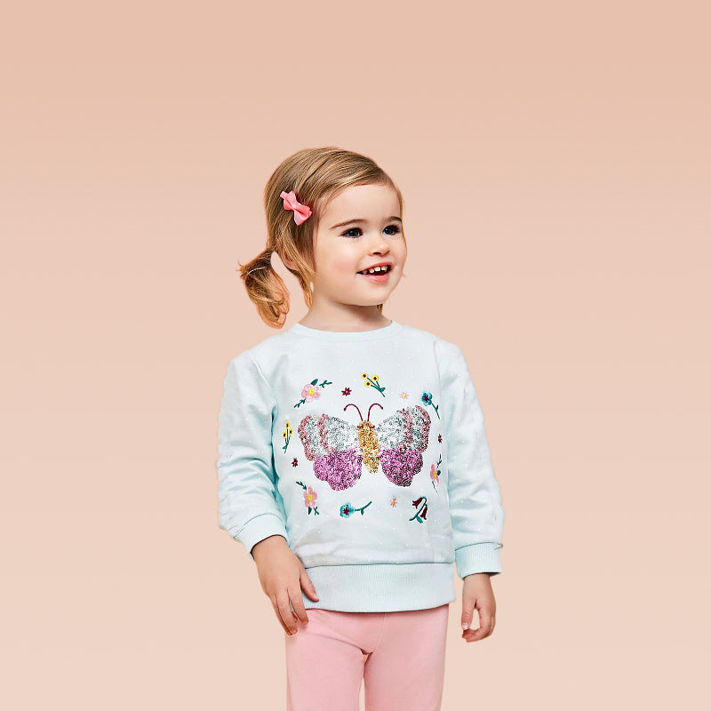 Mädchen Sweatshirt mit buntem Schmetterlingsmotiv