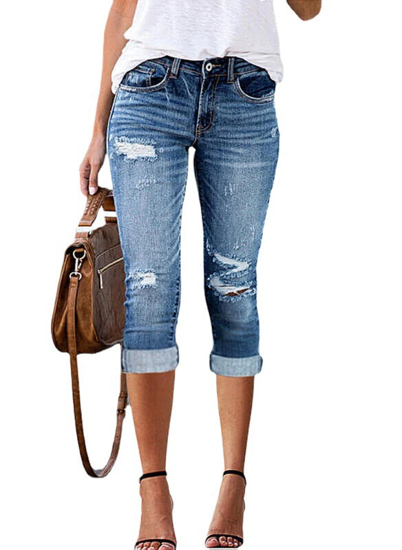 Damen 3/4 Jeans im Used-Look Selmira