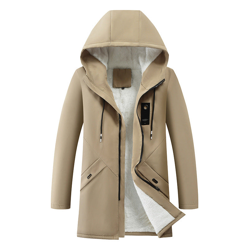 Herren nan gefütterter Kapuzenmantel mit Teddyfutter, verdecktem Reißverschluss und umlaufender Wärmekonstruktion