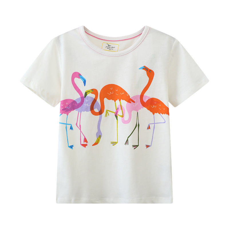 Mädchen T-Shirt mit buntem Flamingo-Design