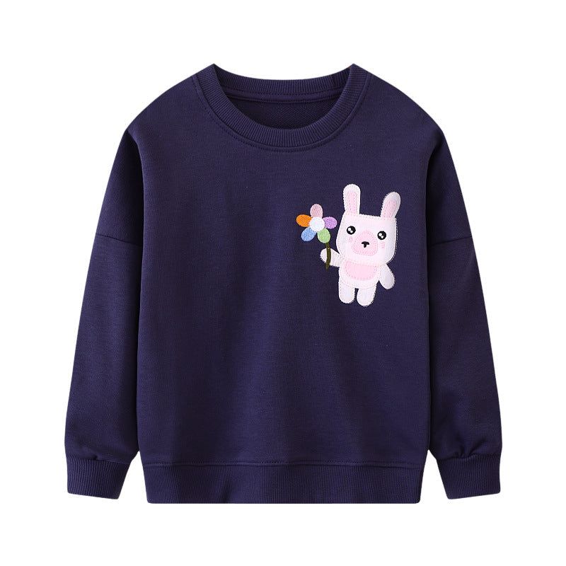 Mädchen Sweatshirt mit buntem Hasenmotiv