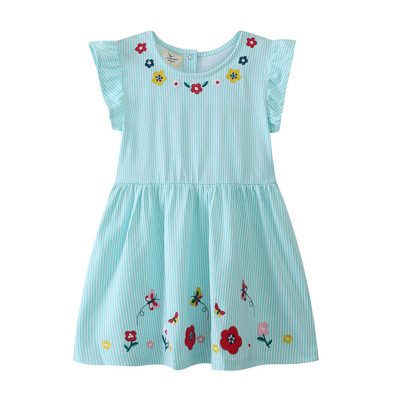 Mädchen Sommerkleid mit farbenfrohen Blumenstickereien