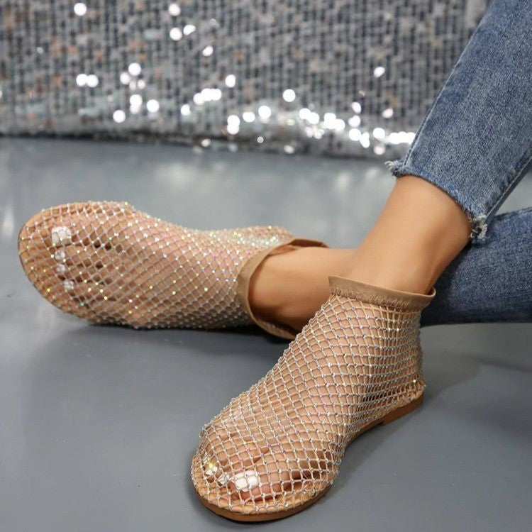 Damen Elegante und funkelnde Netz-Sandalen mit transparentem Design Selmira