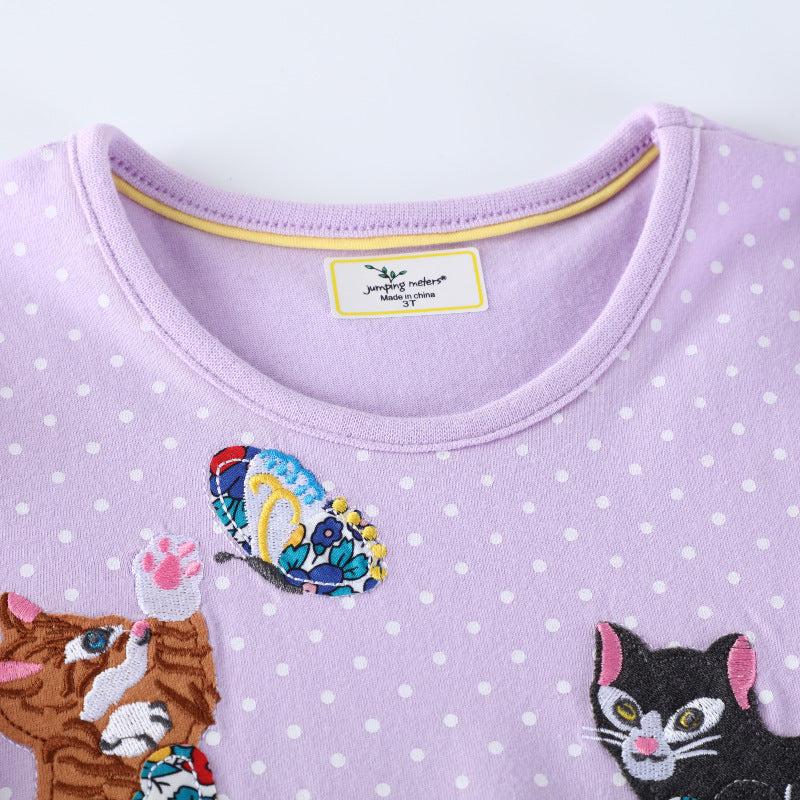 Mädchen Freizeitkleid mit zauberhaften Katzenmotiven