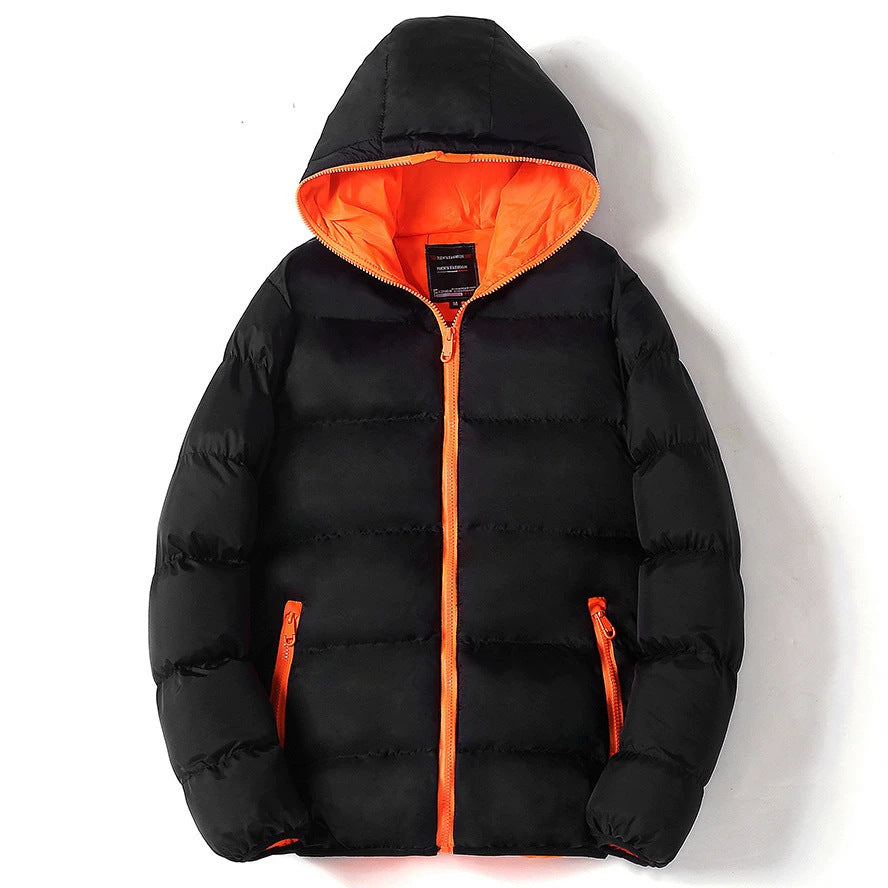 Herren nan gesteppte Kapuzen-Steppjacke mit kontrastierendem Fleecefutter und seitlichen Reißverschlusstaschen