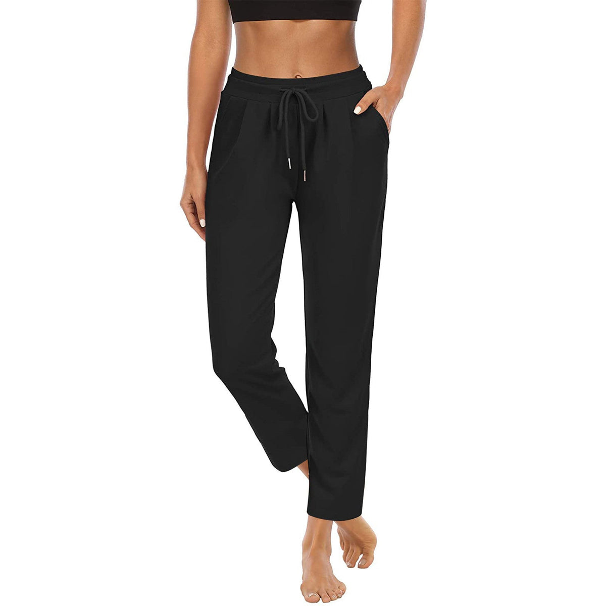 Damen nan lässige Jogginghose mit hoher Taille, Kordelzug und praktischen Seitentaschen